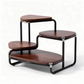 Modern three-tier plant stand in walnut finish with metal frame 80 x 50 x 70cm
