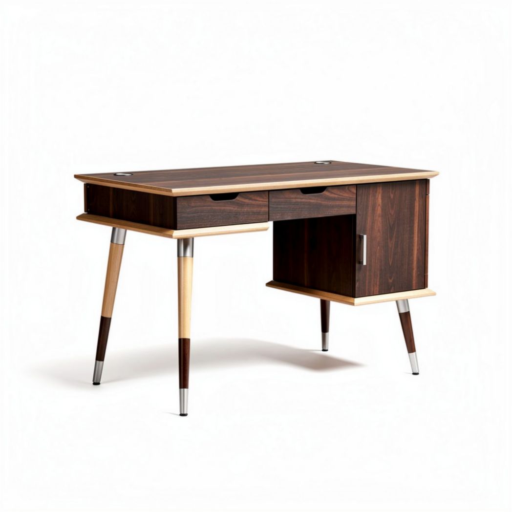 Wooden study desk with drawers and storage cabinet 120 x 60 x 75cm