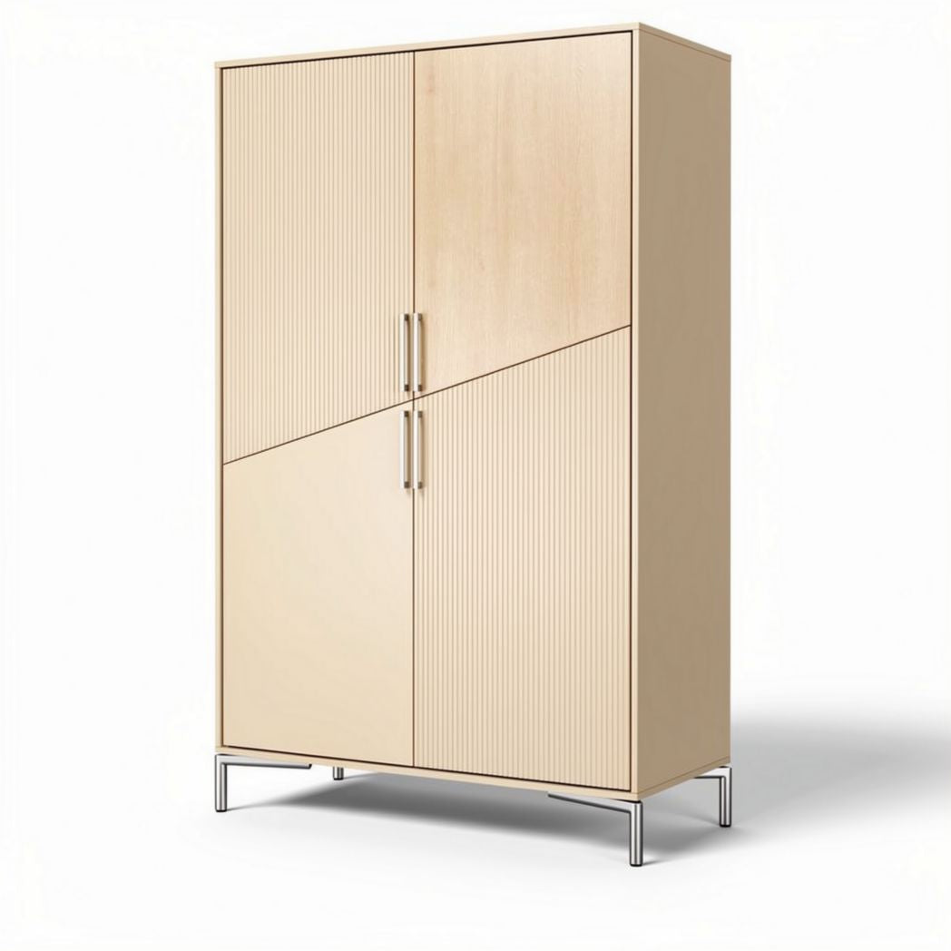 Wooden storage cabinet with sliding doors and metal legs 180 x 90 x 40cm