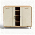 Wooden storage cabinet with cream doors and four shelves 80 x 40 x 75cm