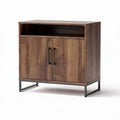Wooden storage cabinet with metal legs and sliding doors 90 x 40 x 80cm
