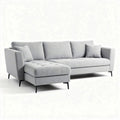 Sectional sofa in light gray fabric with storage chaise and cushions 220 x 90 x 85cm