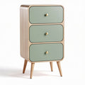 Three-drawer storage cabinet with wooden frame and green doors 40 x 30 x 75cm