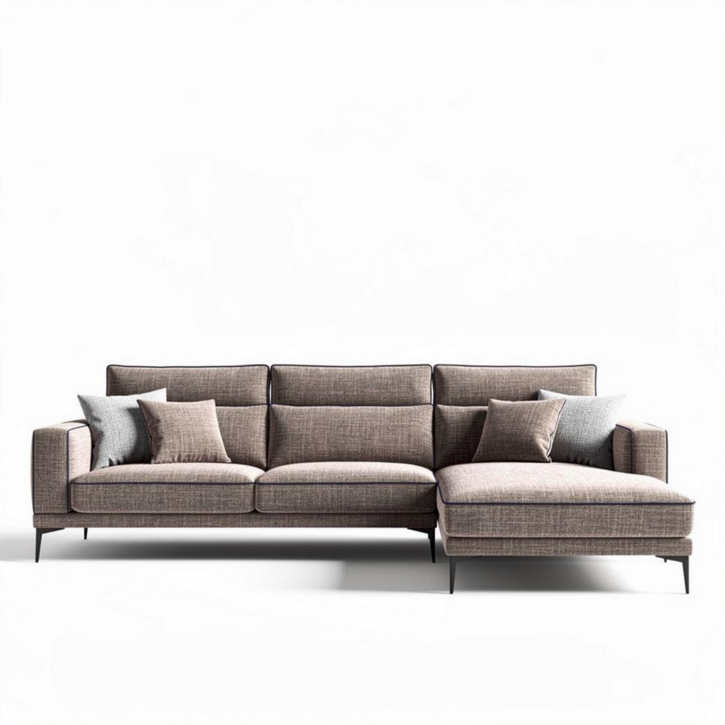 Fabric sectional sofa with reversible chaise lounge and soft cushions 210 x 90 x 80cm