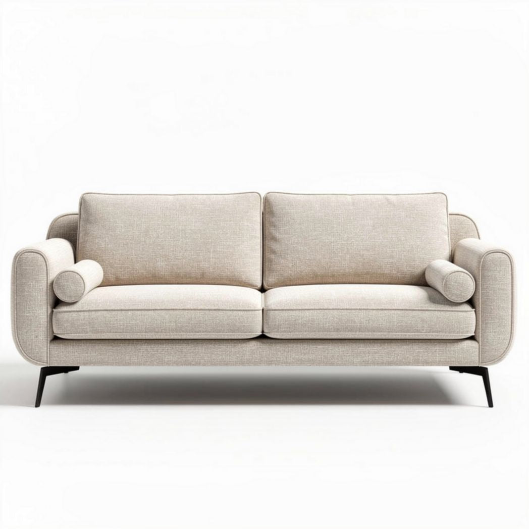 Beige fabric sofa with removable cushions 200 x 90 x 80cm